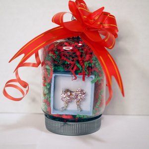 Gold Plated Pink Flower earrings